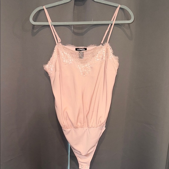 Express Pink Lace Trim Bodysuit - Picture 1 of 1